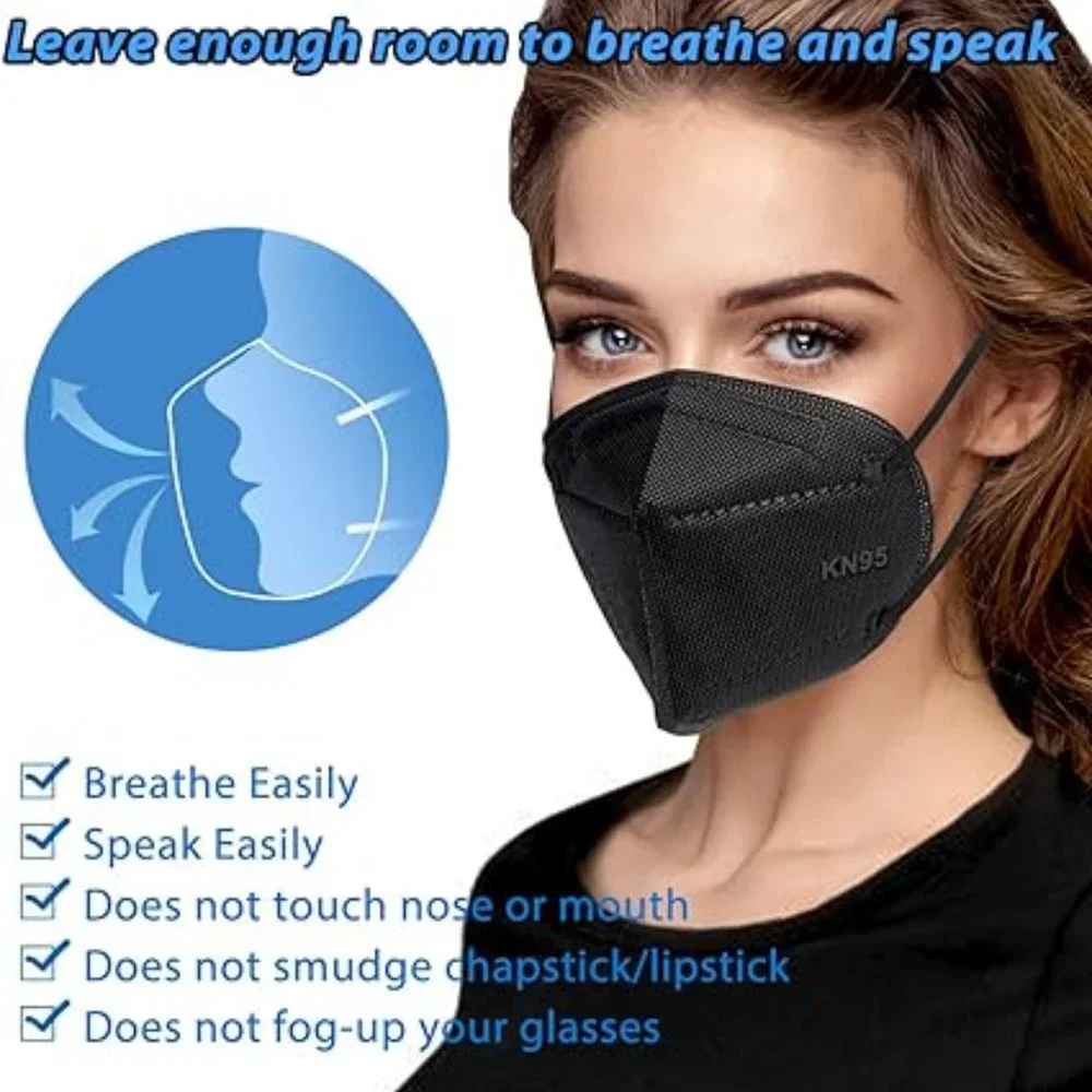 UNISEX 50 Pack K N 95 Face Mask, 5-Layer masks disposable Mask Black